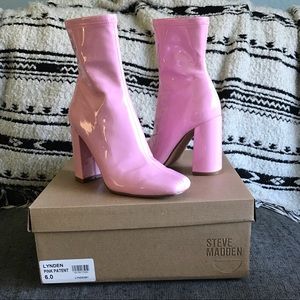 Steve Madden Lynden Pink Patent Boots - Size 6